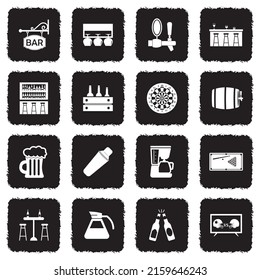 Bar Icons. Grunge Black Flat Design. Vector Illustration.