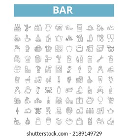 Bar icons, line symbols, web signs, vector set, isolated illustration