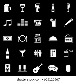 Bar icons on black background, stock vector