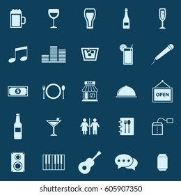 Bar icons on blue background, stock vector