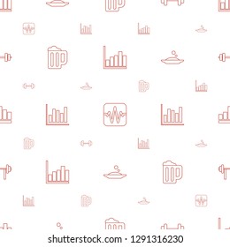 bar icons pattern seamless white background. Included editable line chart, music equalizer, barbell, beer mug, soap, graph icons. bar icons for web and mobile.