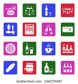 Bar Icons. Set 2. White Flat Design In Square. Vector Illustration. 