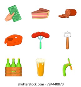 Bar icons set. Cartoon set of 9 bar vector icons for web isolated on white background