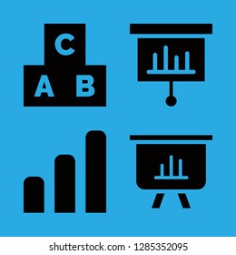 bar icons set with bar chart, statistics bars graphic educational symbol and cubes vector set