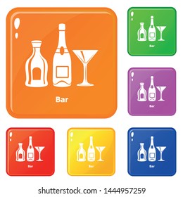 Bar icons set collection vector 6 color isolated on white background