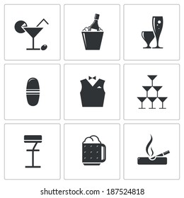 Bar icons set on white background