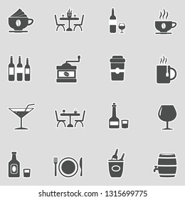 Bar Icons. Sticker Design. Vector Illustration.