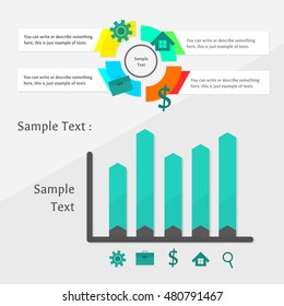 bar infographic chart and circle diagram