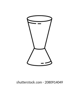 Bar Jigger Linear Icon. Outline Simple Vector Of Measuring Cup For Making Cocktail. Contour Isolated Pictogram On White Background