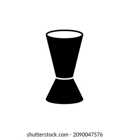 Bar jigger silhouette icon. Black simple vector of measuring cup for making cocktail. Contour isolated pictogram on white background