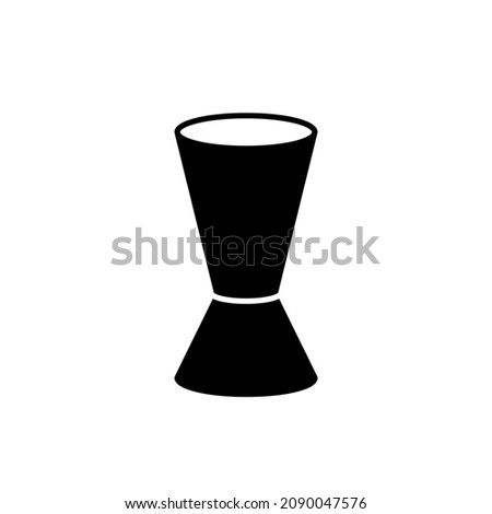 Bar jigger silhouette icon. Black simple vector of measuring cup for making cocktail. Contour isolated pictogram on white background