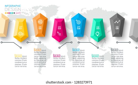 Bar labels infographic with 6 steps.