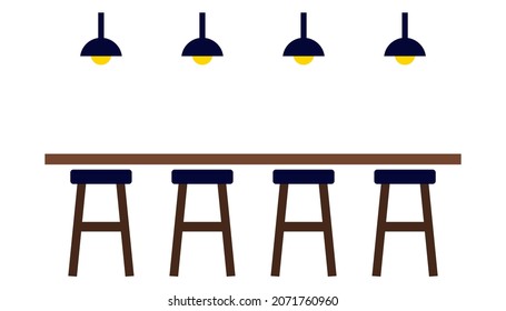 Bar with light bulbs and chairs. bar counter icon element of bar icon for mobile concept and web apps. Thin line bar counter icon can be used for web. Premium flat on white background. 