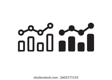 Bar and line chart analytics icon Vector
