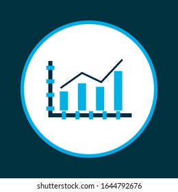 Bar line chart icon colored symbol. Premium quality isolated growth element in trendy style.