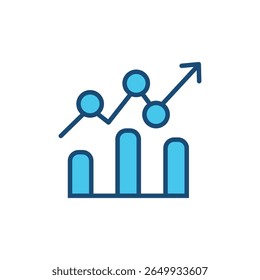 Ícone do Gráfico de Barras e Linhas - Vetor de Traçado Editável para Análise de Dados e Gráfico de Tendência, Ícone plano mínimo de um gráfico de barras e linhas com tendência ascendente, representando dados estatísticos e métricas de crescimento.