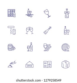 Bar line icon set. Waiter, menu, wine. Alcohol concept. Can be used for topics like pub, party, restaurant, catering