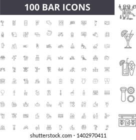 Bar line icons, signs, vector set, outline illustration concept 