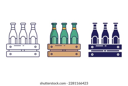 bar line and solid vector icons