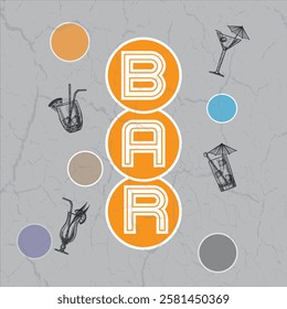 bar with liquors typography graphic print , Abstract fashion drawing and creative design for t-shirts, mugs, graphic tee, sweatshirt, cases, etc. Illustration in modern style for clothes