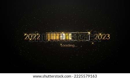 bar loading new year 2022 to 2023 with golden glitter. vector happy new year 2023 countdown celebration. illustration fantastic banner greeting. 