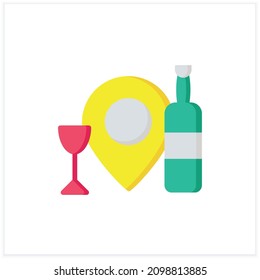 Bar location flat icon. Map pointer. Bar navigation pinpoint. Geolocation. Cocktail party and drinking establishment concept. 3d vector illustration