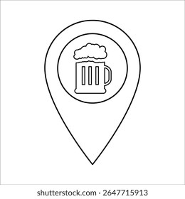 Ícone de local da barra, gráficos de Vetor de Linha