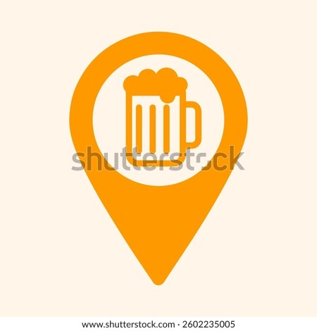 Bar Location Pin Icon, Pub Map Marker, Drink Venue Symbol