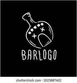 bar logo alcohol bottle cognac vector