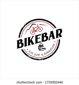 Bar Logo Design Bike Beer Vector, Cycling Sport Graphic Round Badge Template