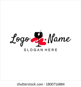bar logo design simple template idea, wineglass vector for party icon and holidays art inspiration