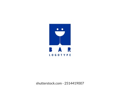 Solução de design de logotipo de barra com vidro sorridente