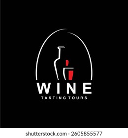 Bar Logo Design Template, Red Wine dark background concept