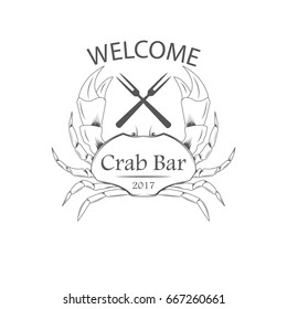 bar, the logo bar. emblem crab, seafood restaurant vector, separately on a white background. store, label. icon