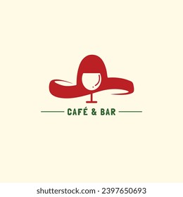 bar logo template with wine glass. Illustrations vector