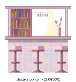 Bar with lots of bottles and drinking glasses