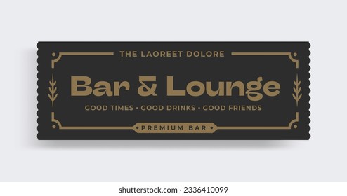 Bar and lounge vintage sign or label. Vector illustration