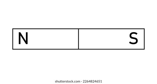 Stabmagnet. polares Magnetdiagramm. wissenschaftliche Vektorgrafik einzeln auf weißem Hintergrund.