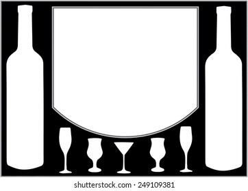 bar menu with bottles and glasses