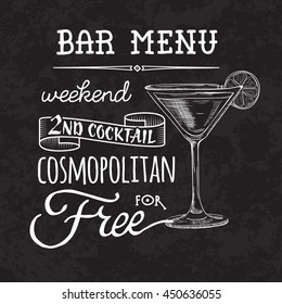 Bar menu of cocktail proposal