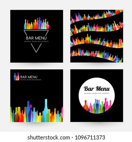 Bar menu design collection. Card, label, badge, and curve borders.