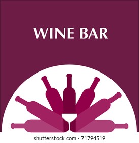 bar menu template with bottles and wine glasses , on pink background