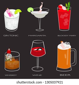 bar menu vector coctail party