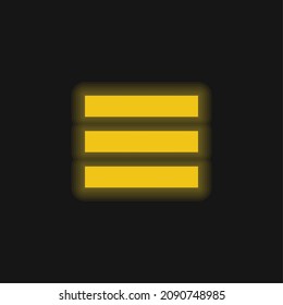 Icono de neón brillante amarillo del menú de barras