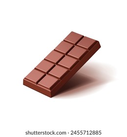 Bar of milk, dark chocolate, 3D. Realistic image of chocolate, delicious chocolates, cocoa beans, natural products. Vector