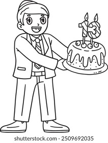 Página para colorear Bar Mitzvah Boy con pastel aislado