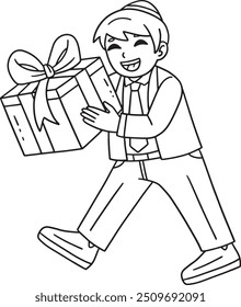 Bar Mitzvah Boy Receiving Gift Isolated Coloring 