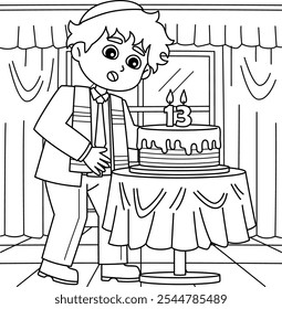 Bar Mitzvah Boy Turning 13 Coloring Page