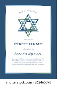 Bar Mitzvah Invitation Card with Blue Background - Vector