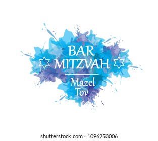 Bar Mitzvah invitation or congratulation card. Watercolor splash